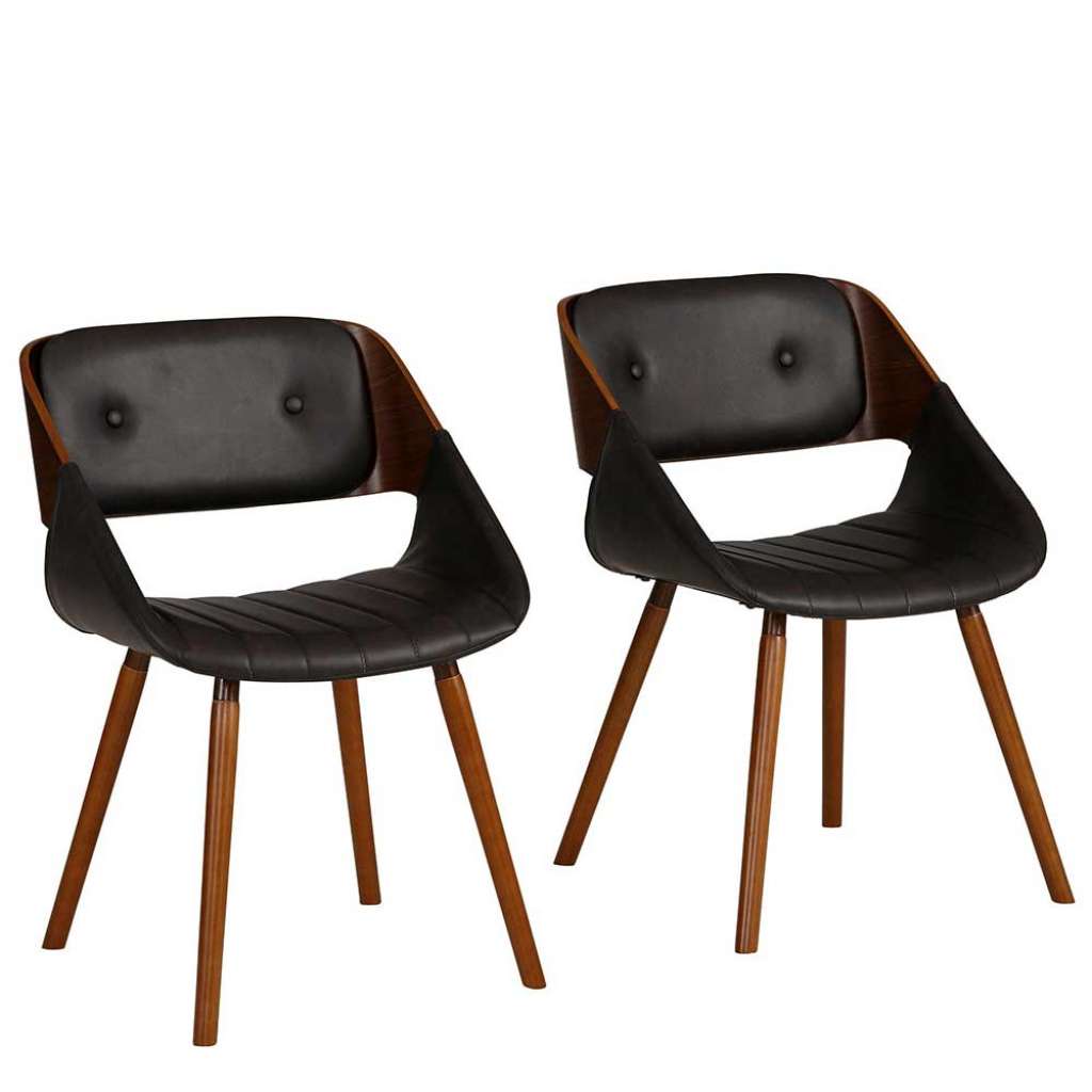 Kuechenstuehle Retro in Schwarz und Nussbaumfarben Armlehnen (2er Set)
