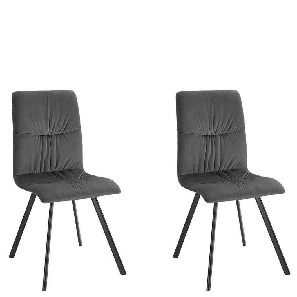 Stuehle Küche in Grau Samt Gestell aus Metall (2er Set)
