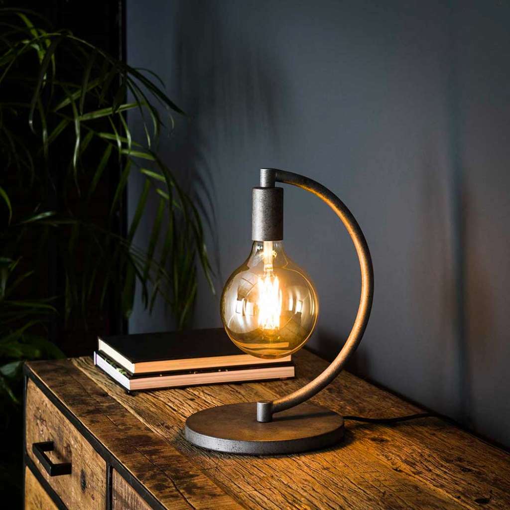 Industriestil Tischleuchte in Altsilberfarben 33 cm hoch