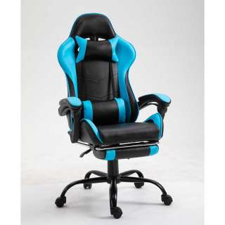 Racer Schreibtischsessel in Blau und Schwarz Lendenwirbelstütze