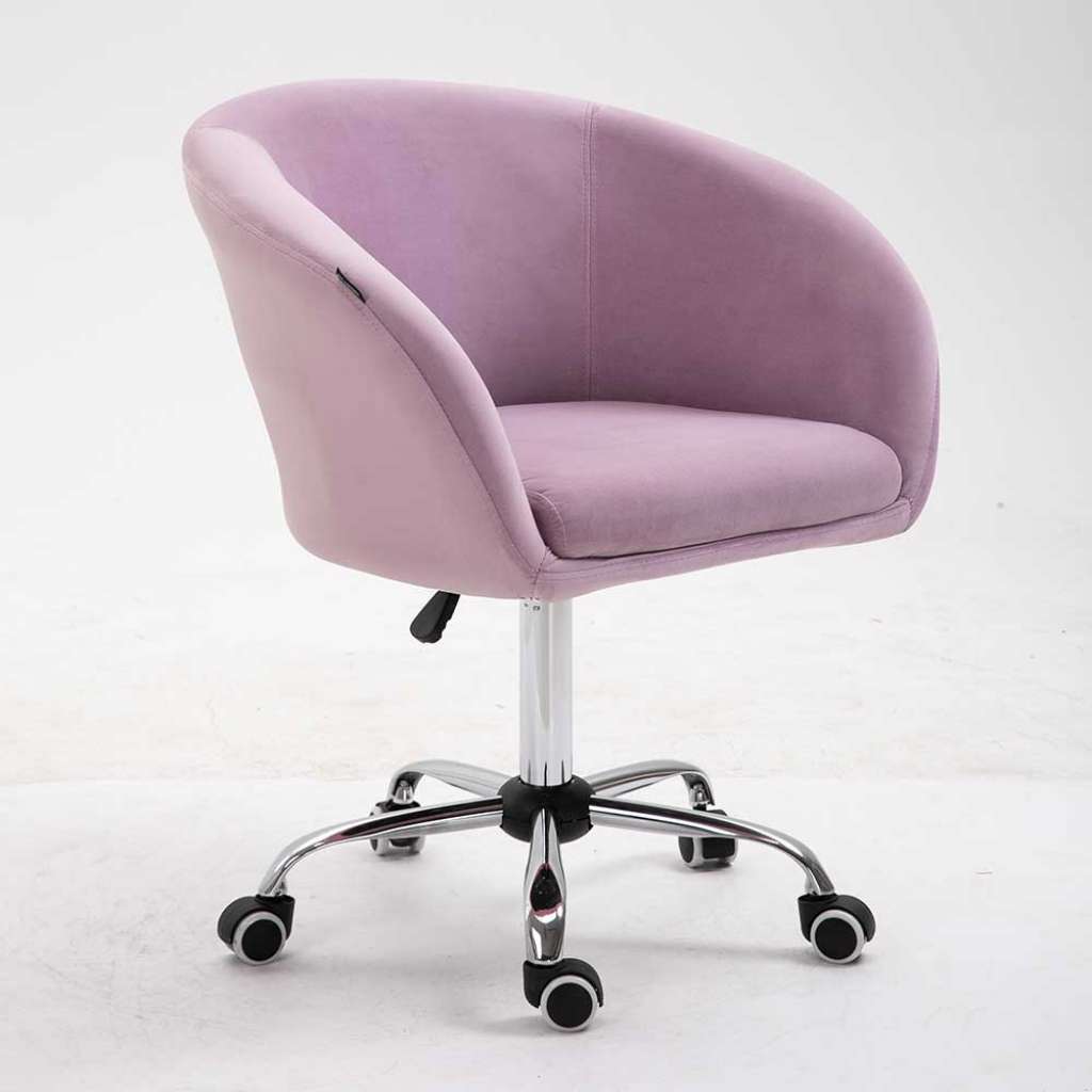 Samt Schreibtischstuhl in Rosa und Chrom höhenverstellbar