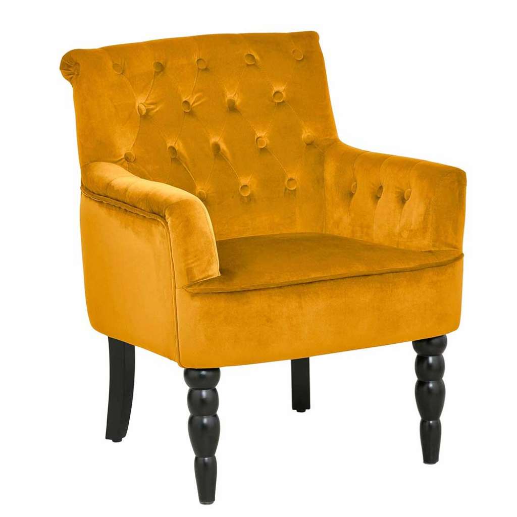 Samt Polstersessel in Orange und Schwarz Armlehnen