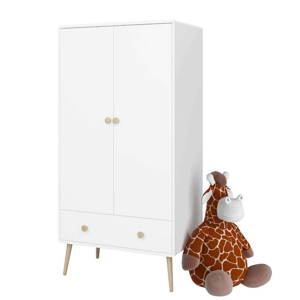 Kinderzimmer Kleiderschrank in Weiß Eichefarben