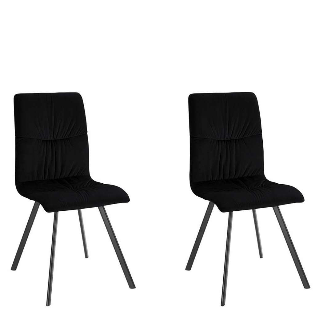 Polsterstuehle Esszimmer in Schwarz Samt Gestell aus Metall (2er Set)