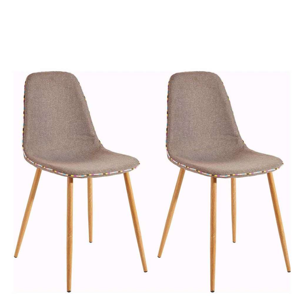 Polsterstuehle Esszimmer in Hellbraun und Eichefarben Gestell aus Metall (2er Set)