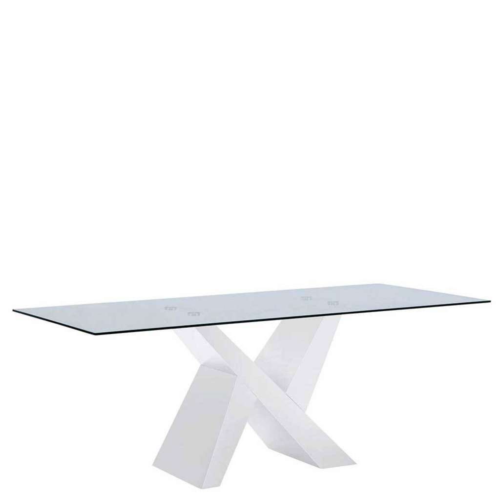 Weißer Esszimmertisch in modernem Design Glasplatte