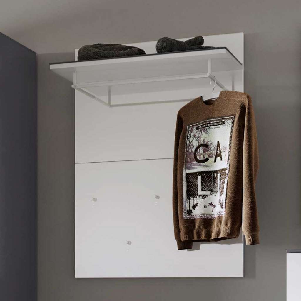 Garderobenpaneel in Weiß und Dunkelgrau 5 Kleiderhaken