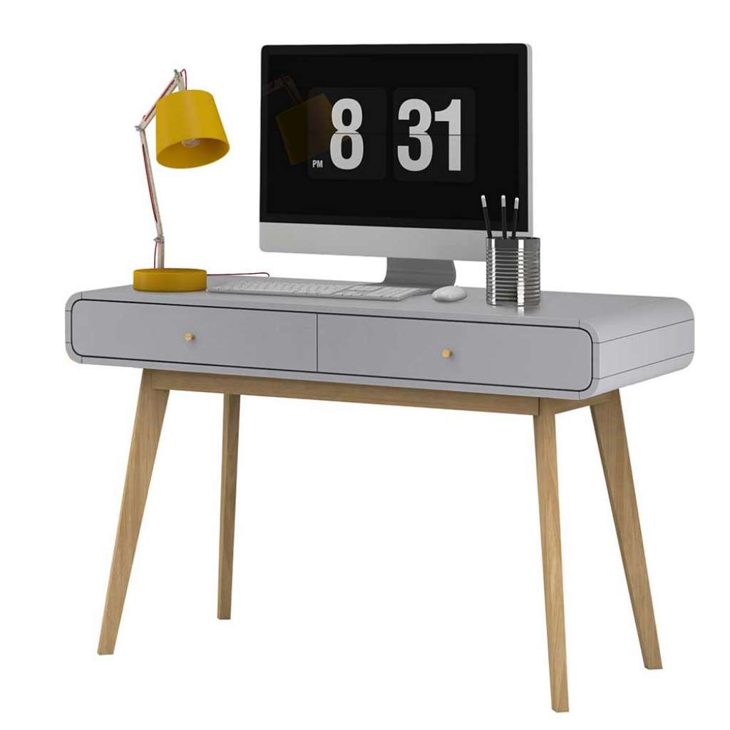 Home Office Schreibtisch in Grau Eichefarben