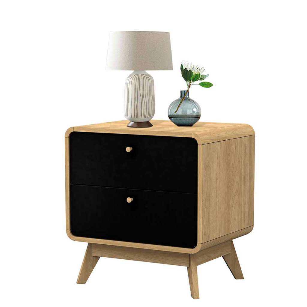 Nachtkonsole in Schwarz und Eichefarben Skandi Design