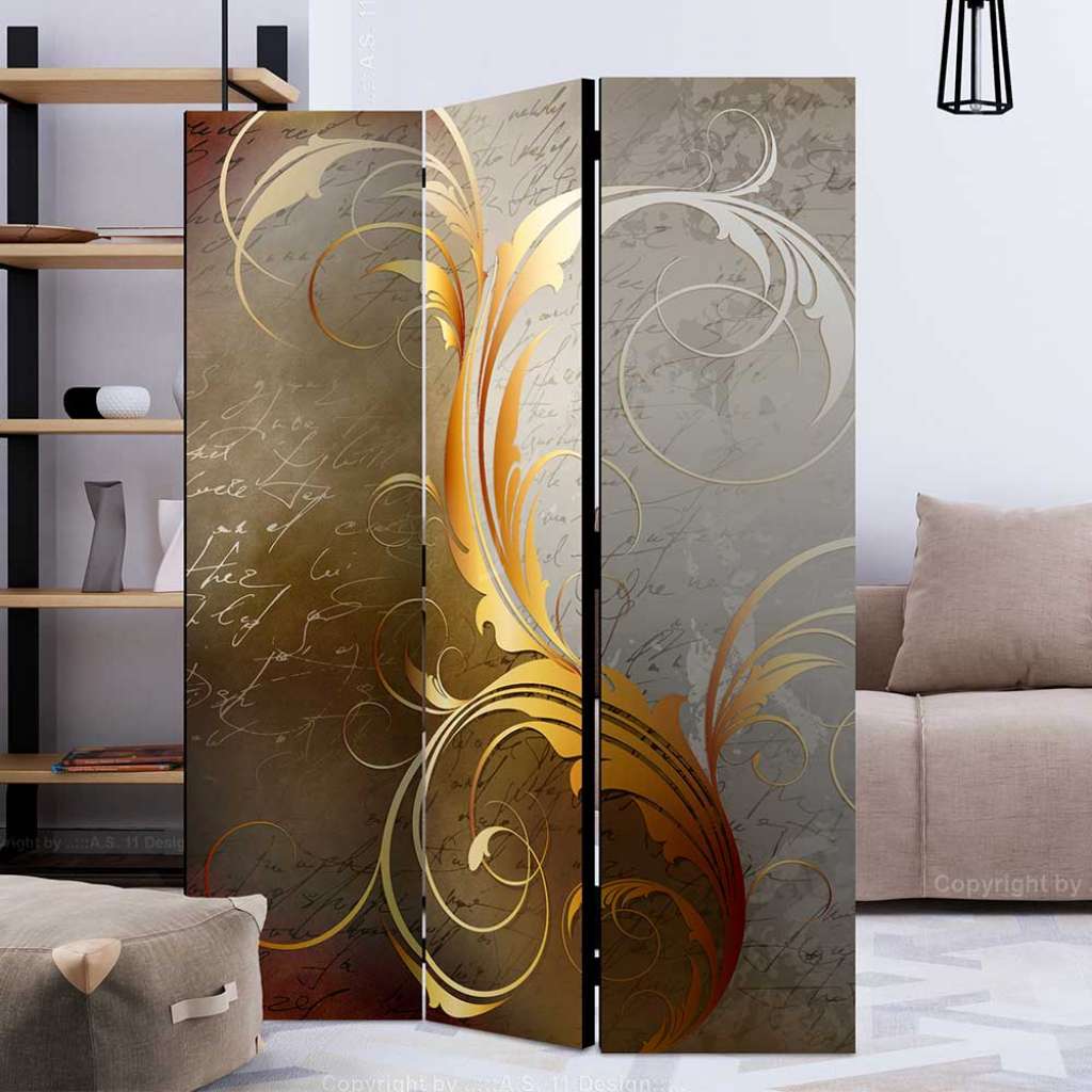 Trennwand in Goldfarben und Grau Leinwand Füllung
