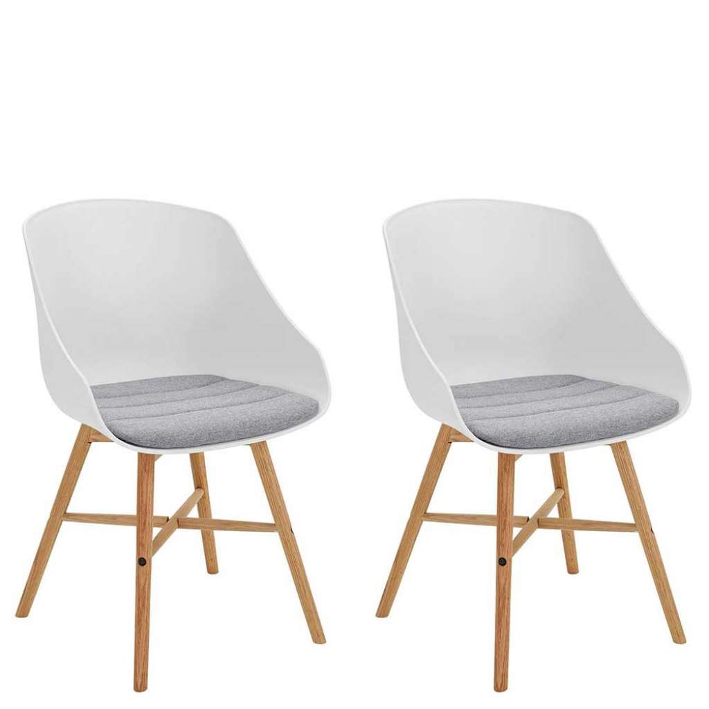 Esstisch Stühle im Skandi Design Kunststoff und Massivholz (2er Set)