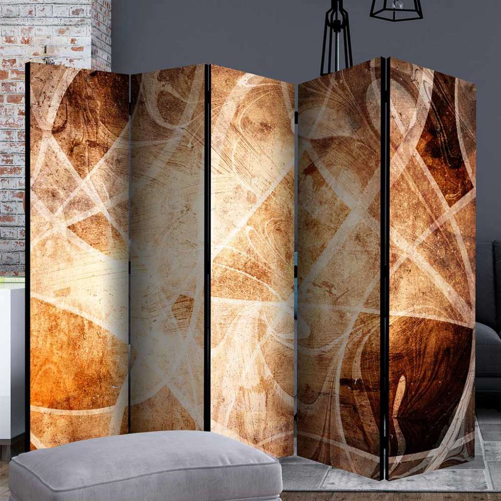 Design Raumteiler in Brauntönen Leinwand Füllung
