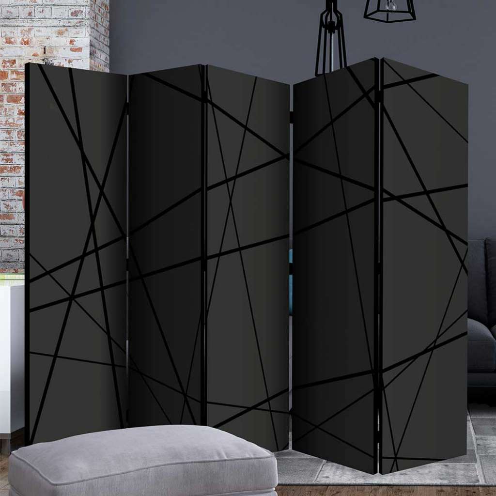 Großer Paravent in Schwarzgrau und Schwarz modernem Design