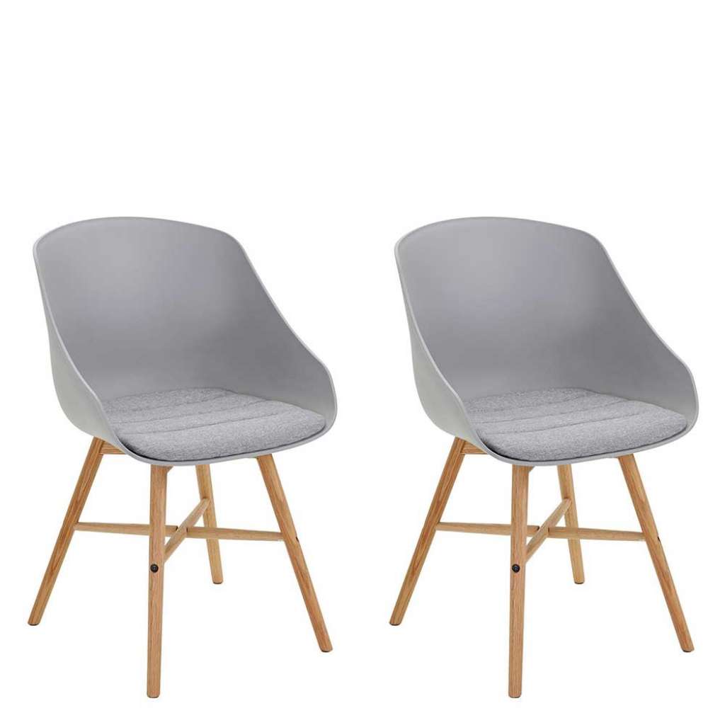 2 Stühle in Grau und Holz Naturfarben Skandi Design (2er Set)