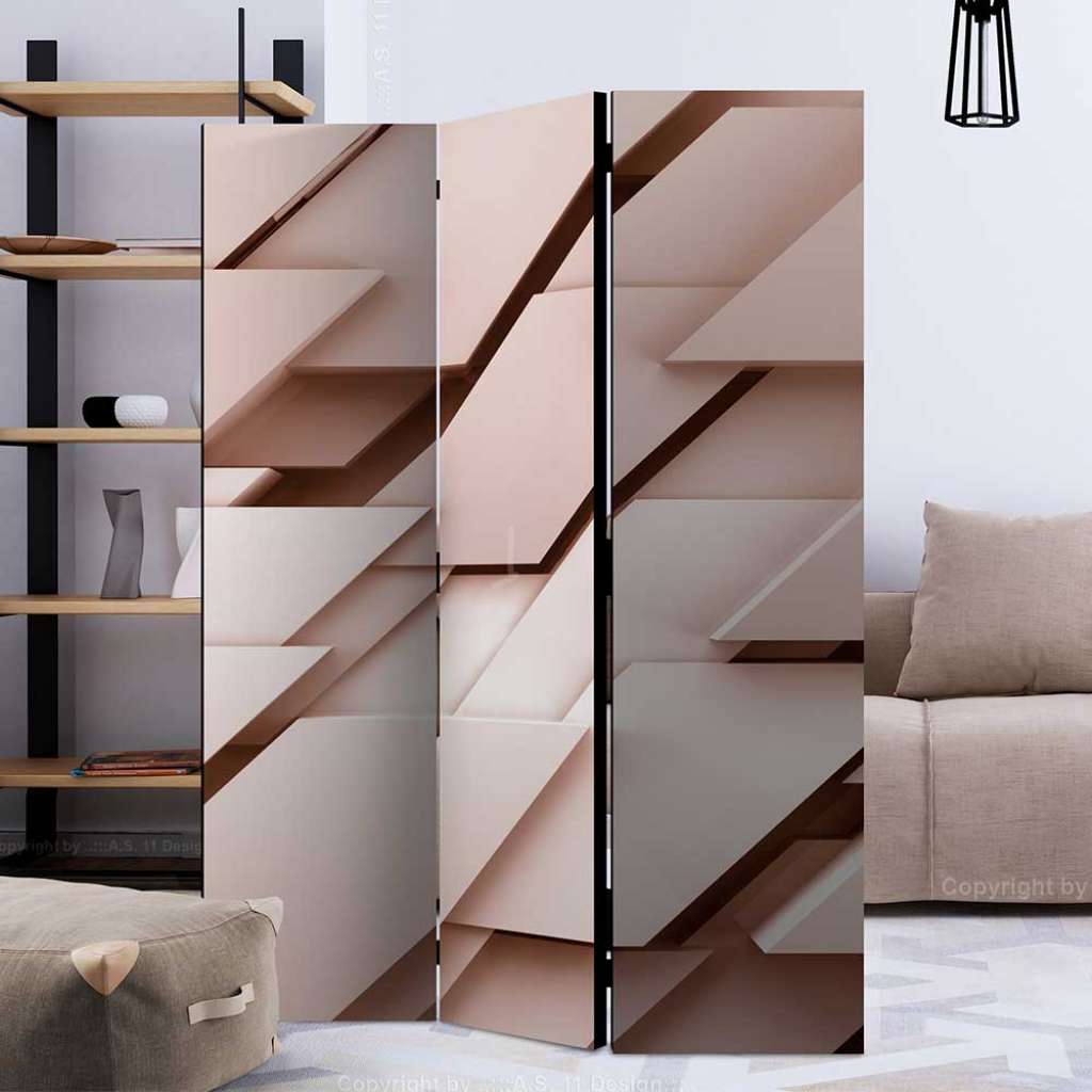 Sichtschutz Paravent in Rosa und Braun drei Elementen