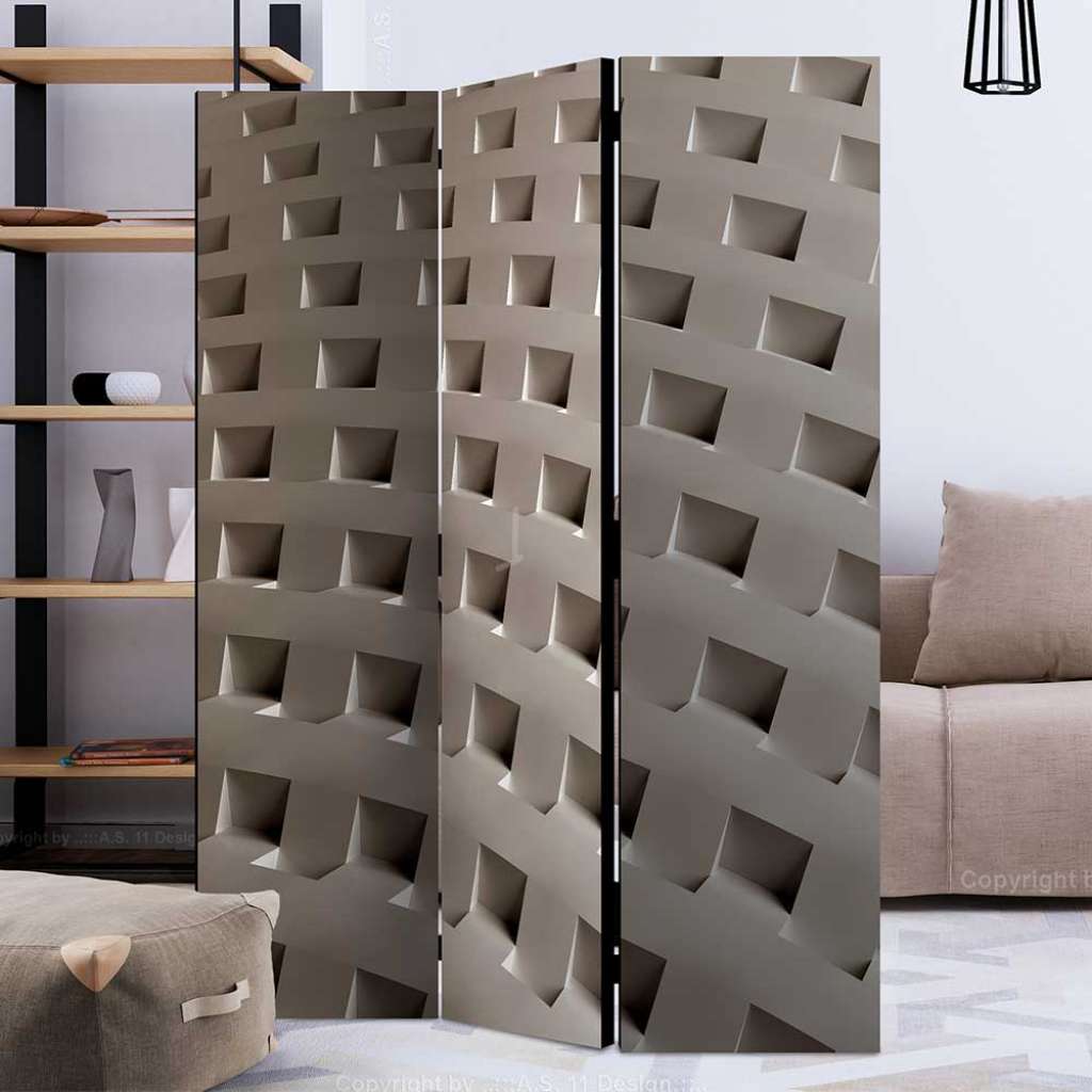 Sichtschutz Paravent in Grau Leinwand Füllung
