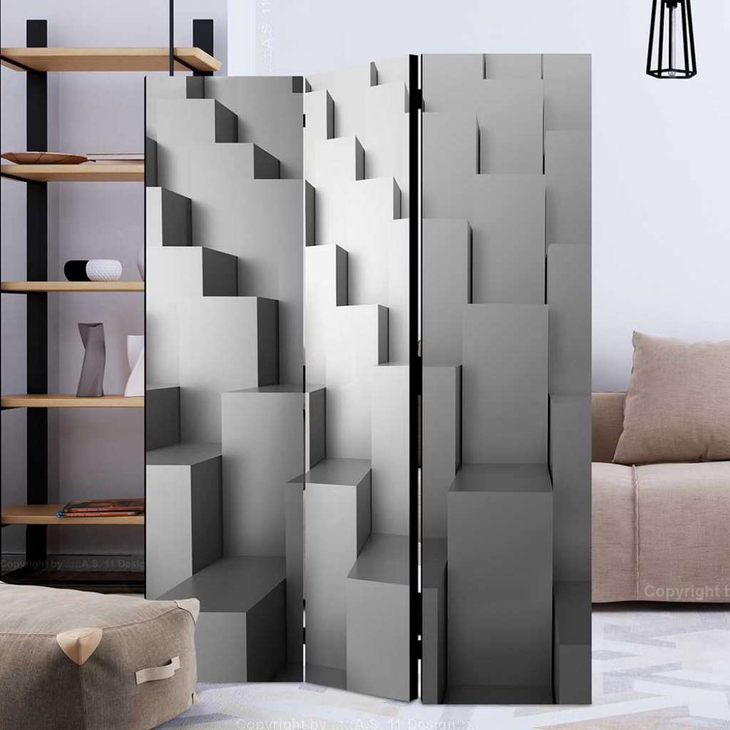 Kleiner Paravent in Weiß und Grau modernem Design