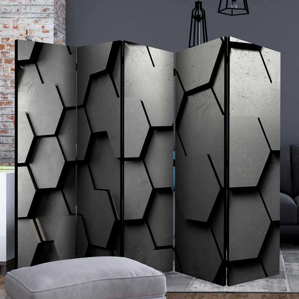 XL Raumtrenner in Schwarz und Anthrazit geometrischem Muster