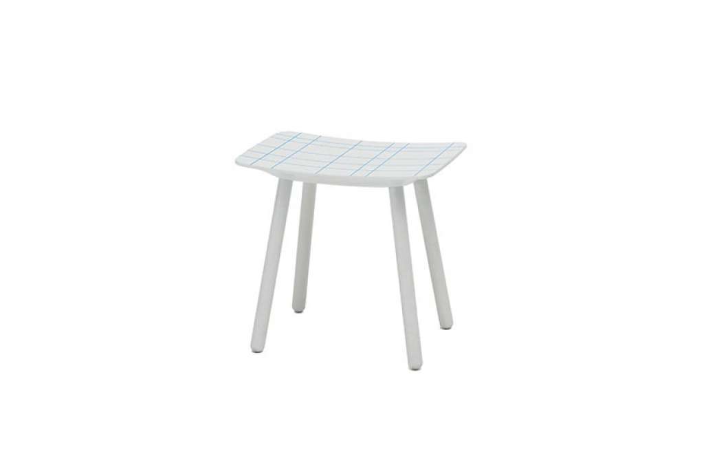 Karimoku - Colour Hocker - Ahorn weiß  - Blaue Streifen - indoor