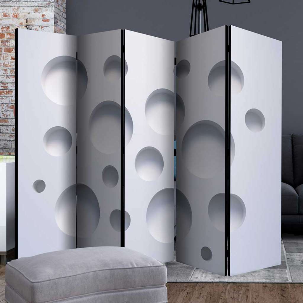 Raumteiler Wand in Weiß und Grau Leinwand Füllung