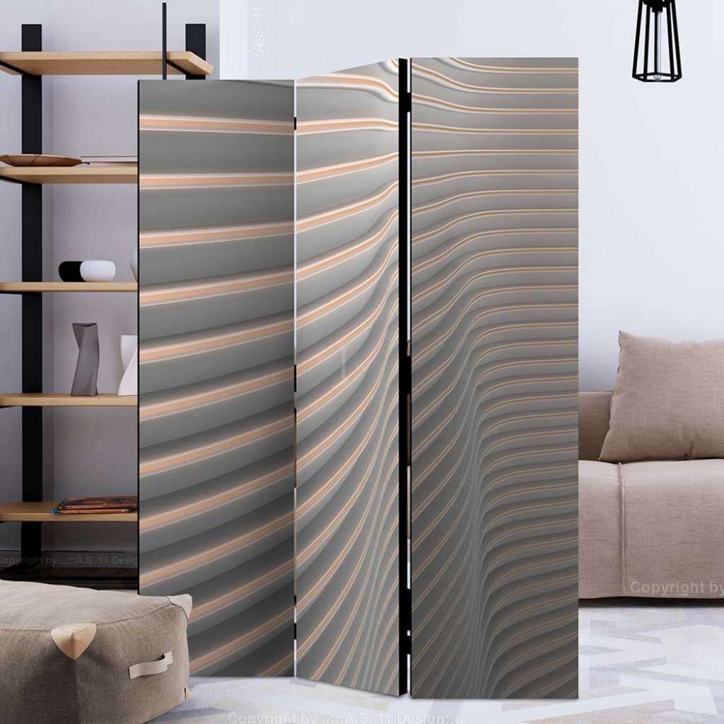 Trennwand in Grau und Beige abstraktem Streifen Muster