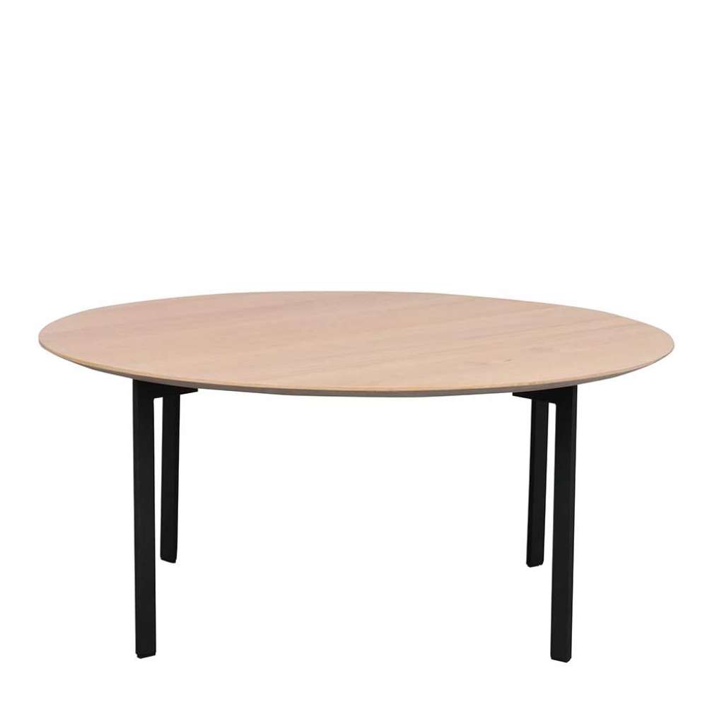 Wohnzimmer Tisch in Eiche White Wash und Schwarz runder Tischplatte