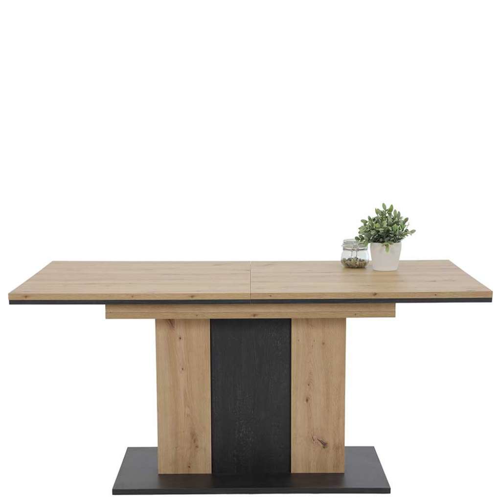 Tisch Esszimmer in Eichefarben und Schwarz Kulissenauszug