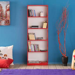 Bücher Regal Jugendzimmer in Rot und Weiß melaminbeschichtet