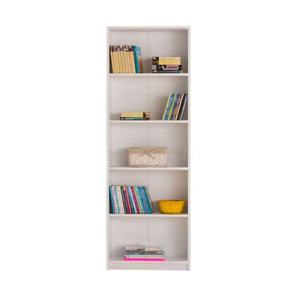 Schlichtes Bücherregal in Weiß melaminbeschichtet mit Rückwand