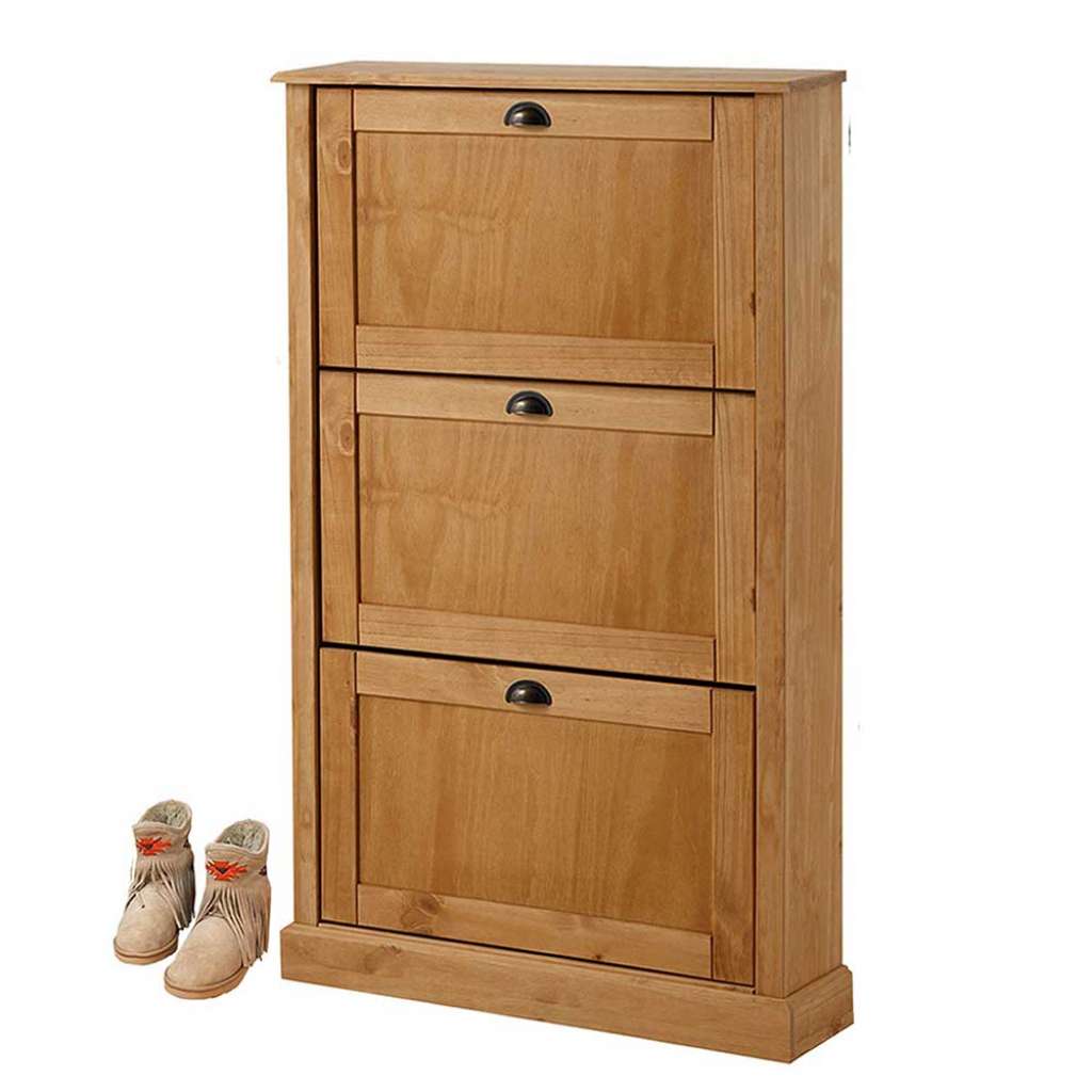 Garderobenschuhschrank aus Kiefer Massivholz Landhausstil