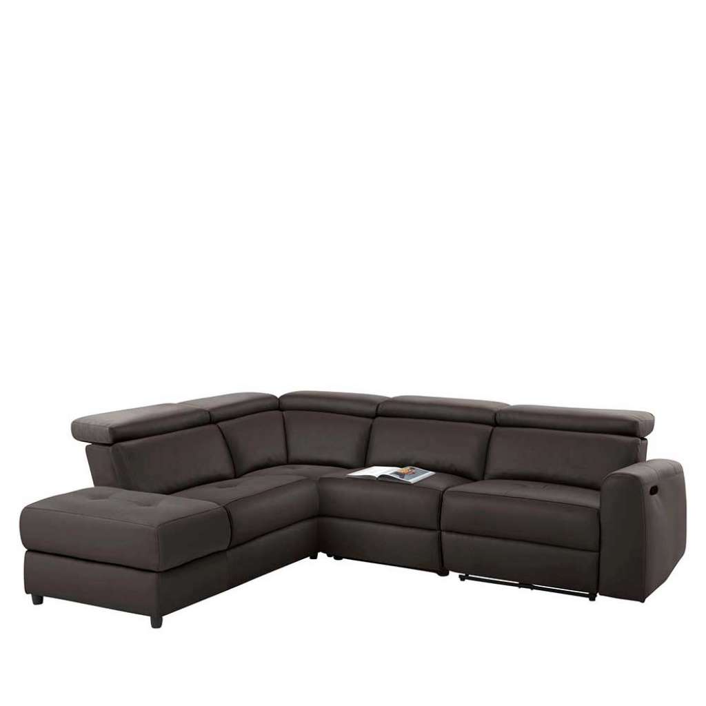 Eck Wohnzimmercouch in Dunkelbraun Leder verstellbarer Rückenhöhe