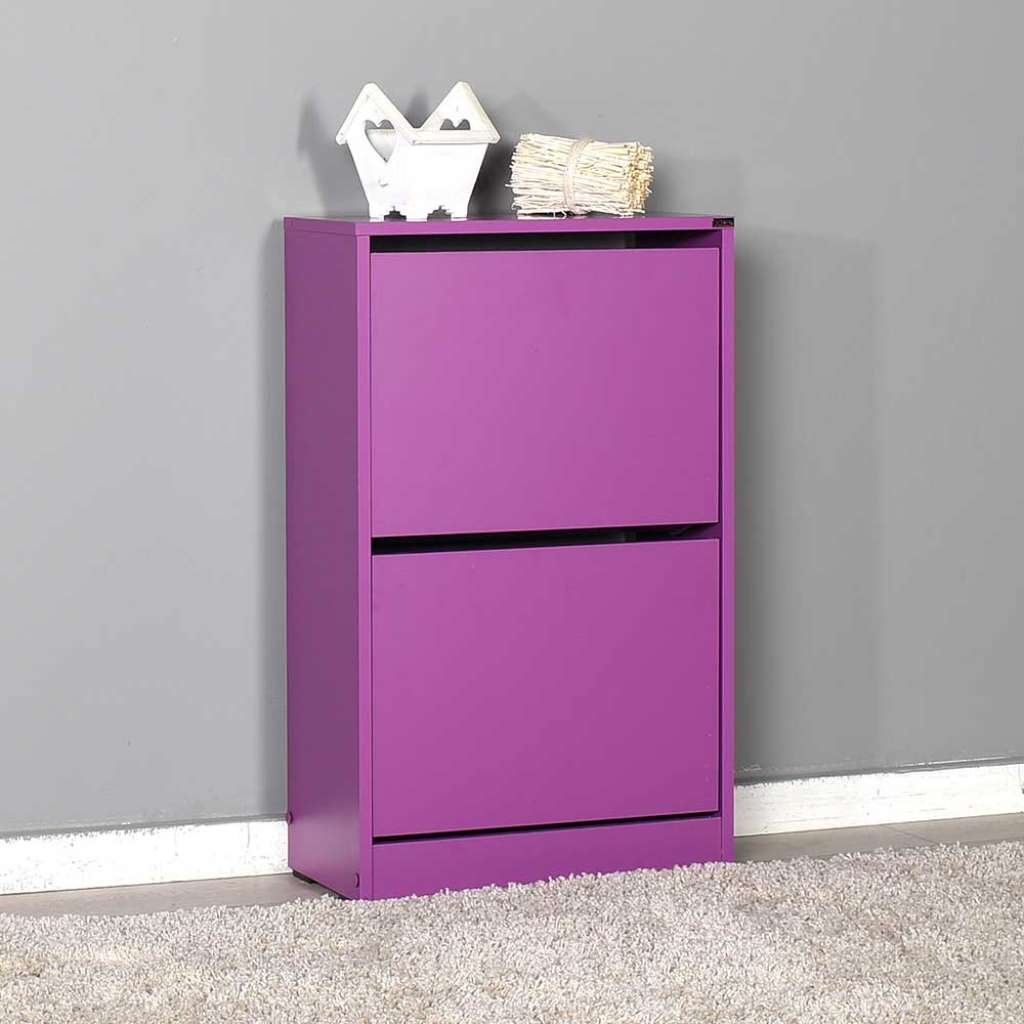 Schuhklappenschrank in Lila melaminbeschichtet 26 cm tief