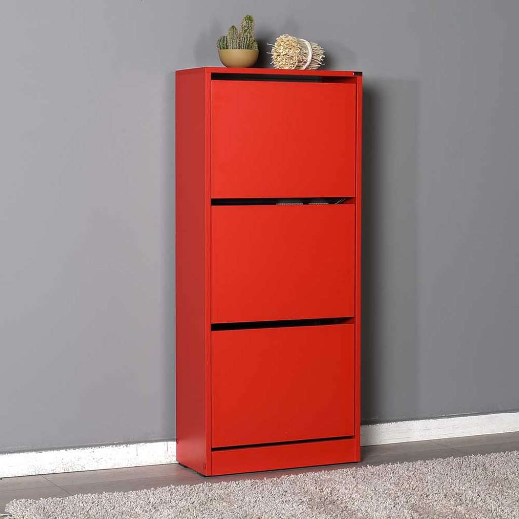 Roter Schuh Schrank in modernem Design drei Schuhklappen
