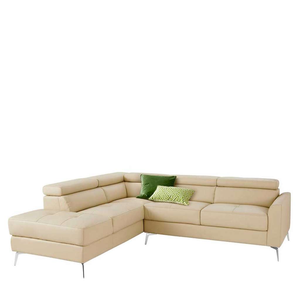 Eck Wohnzimmercouch in Cremefarben und Chrom verstellbarer Rückenhöhe