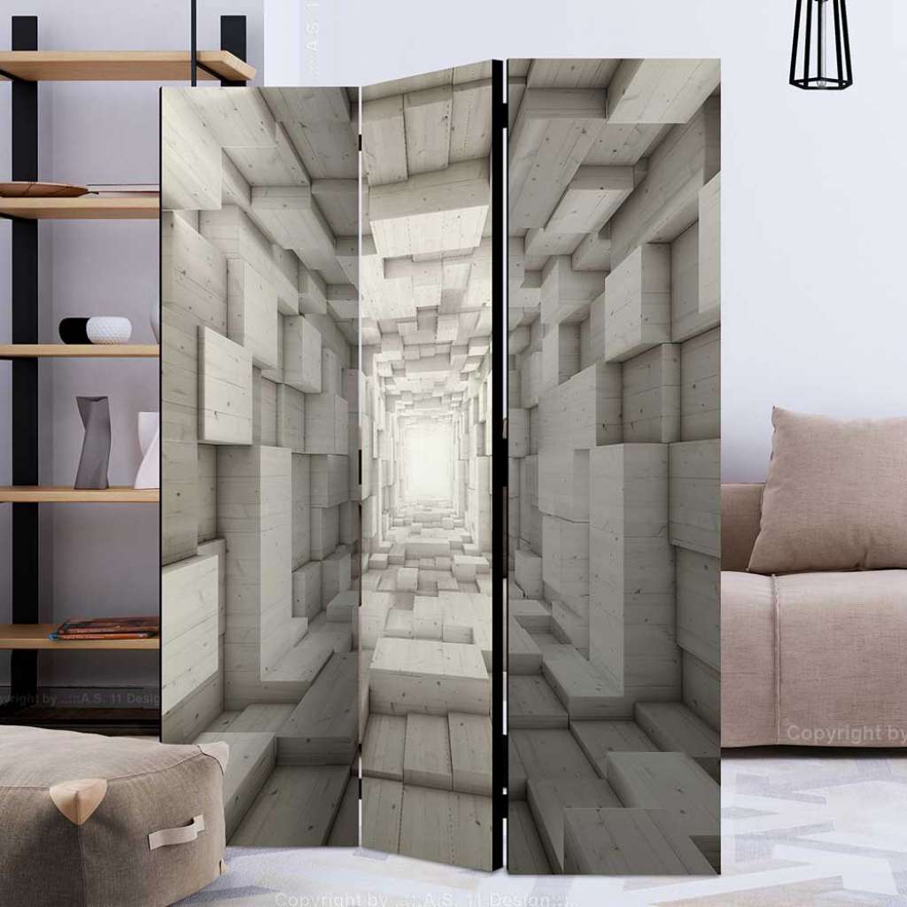 Spanische Wand in modernem Design 3D Motiv Holzoptik