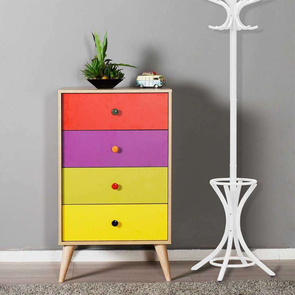 Schubkastenkommode Bunt melaminbeschichtet modernem Design