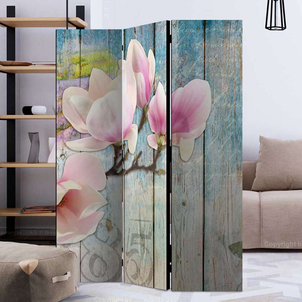 Trennwand Paravent in Bunt Magnolien Motiv