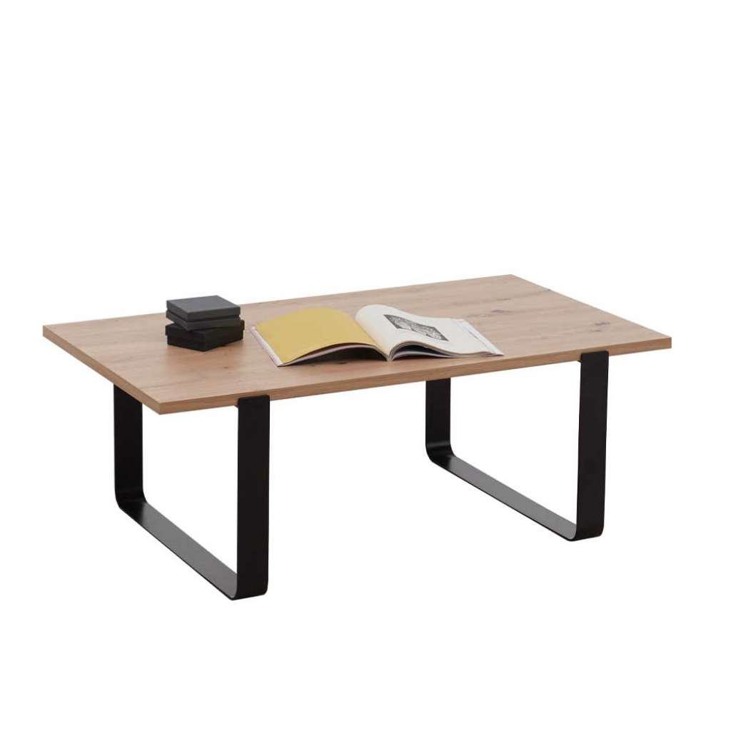 Wohnzimmer Tisch in Eichefarben melaminbeschichtet Bügelgestell