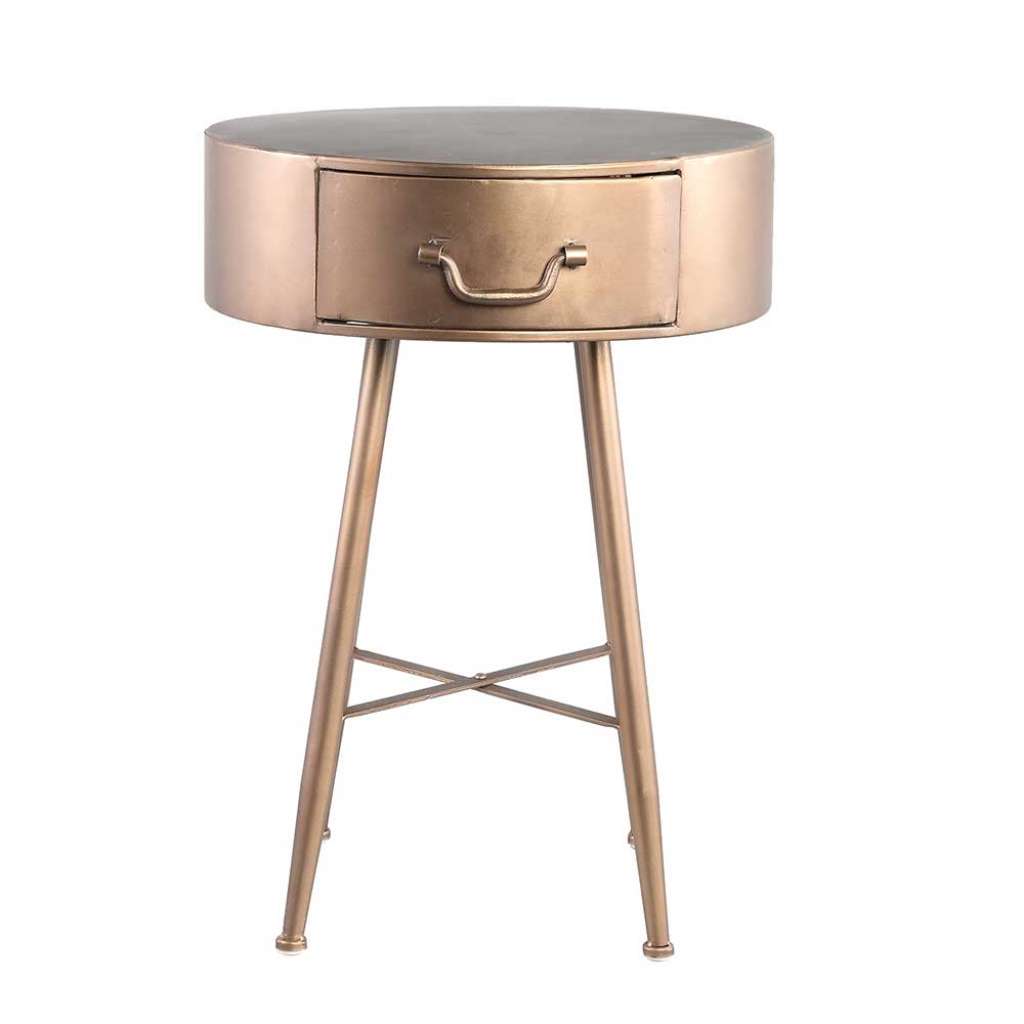 Design Beistelltisch in Messingfarben runde Form