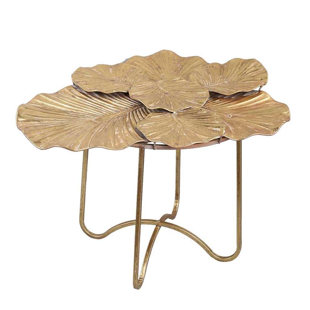 Designcouchtisch in Goldfarben Metall Vintage Look