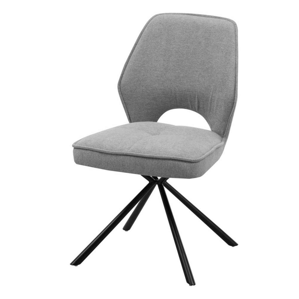 Esszimmer Polsterstühle in Grau und Schwarz Webstoff und Metall (2er Set)
