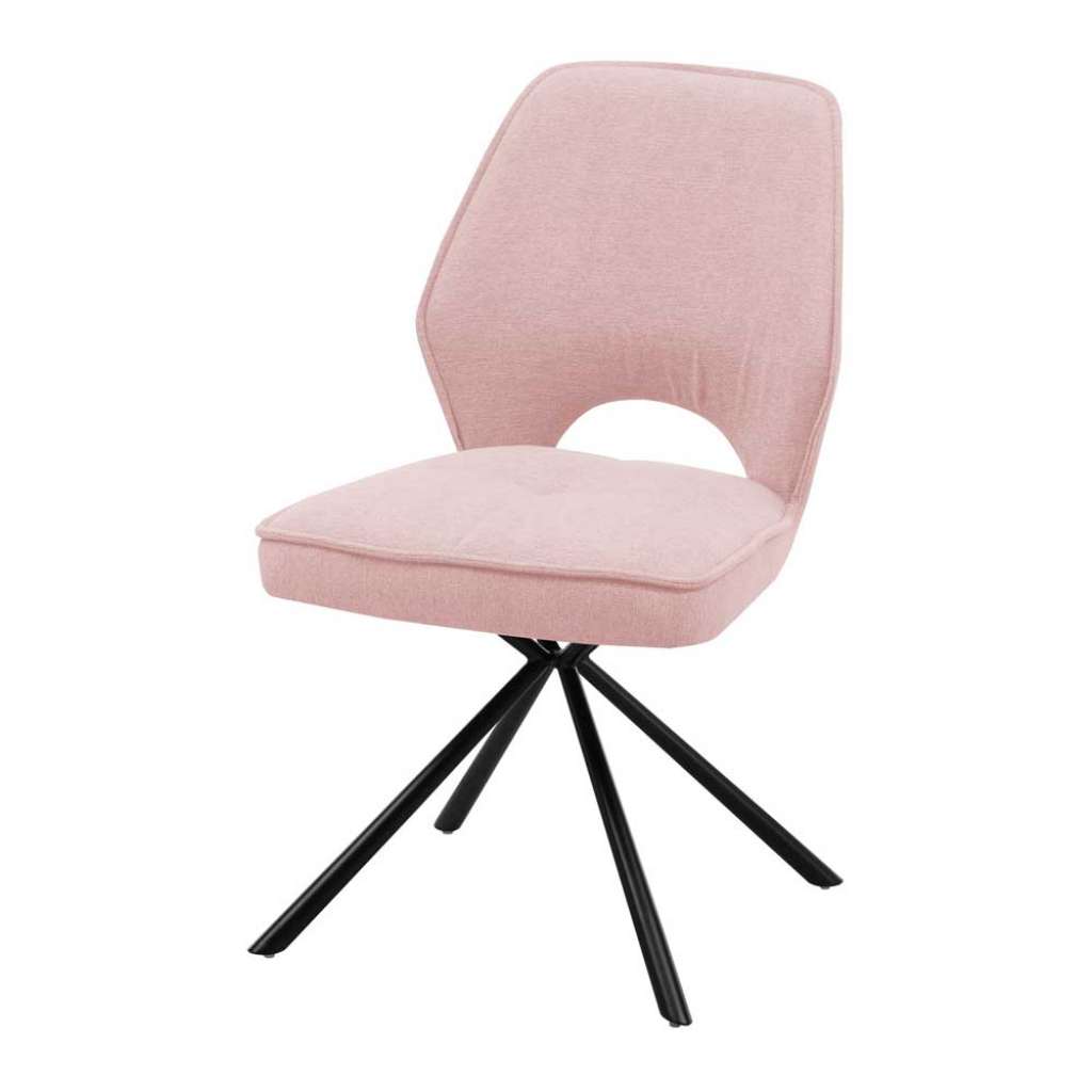 Polsterstühle in Rosa und Schwarz Webstoff und Metall (2er Set)