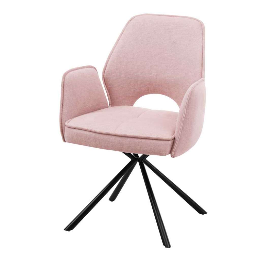 Esszimmer Polsterstühle in Rosa und Schwarz Armlehnen (2er Set)