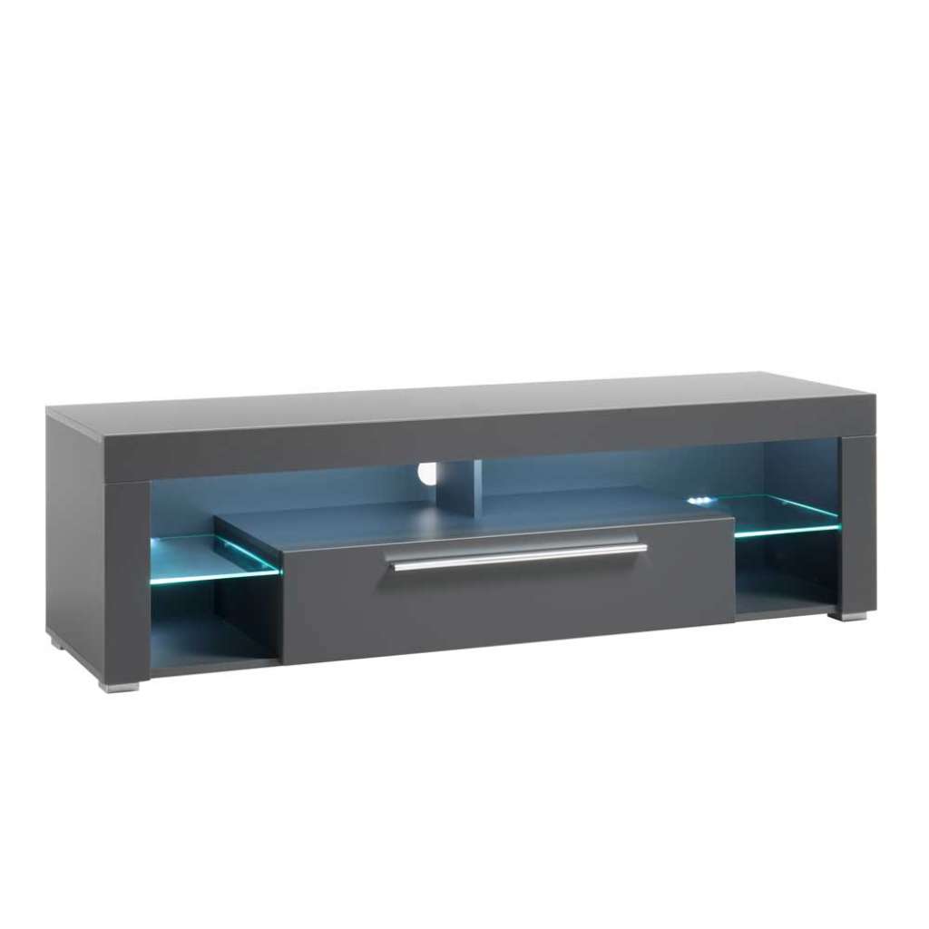 TV Board in Grau Klappe und Gerätefach
