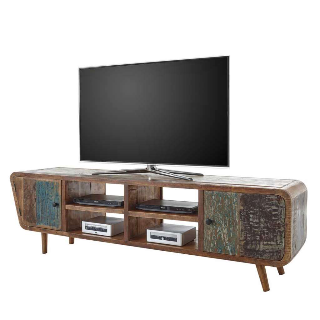 TV Board aus Recyclingholz Bunt lackiert