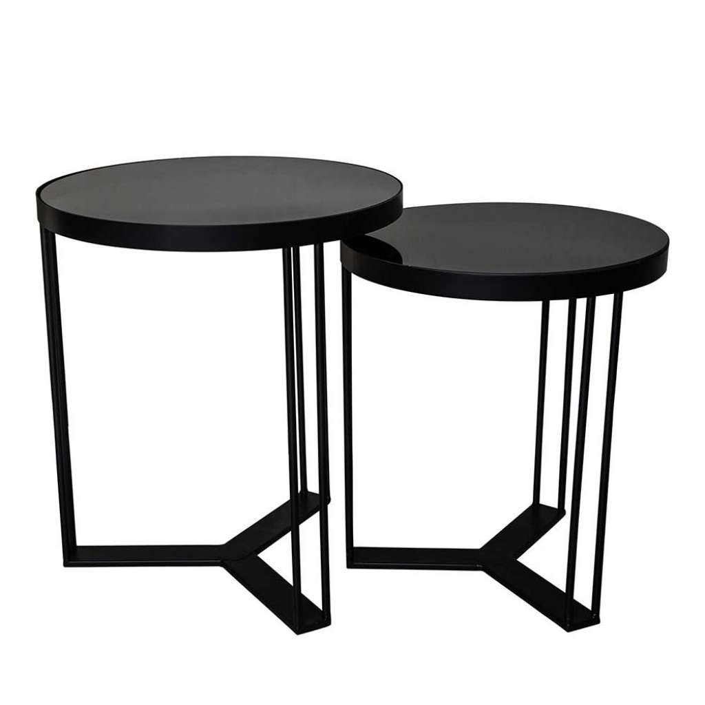 Sofa Beistelltisch aus Metall und Glas Schwarz (zweiteilig)