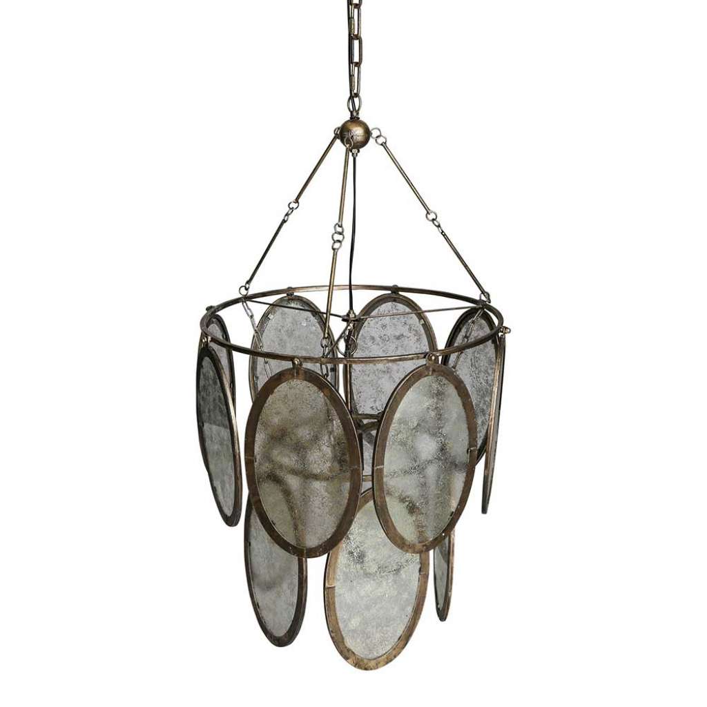 Deckenleuchte in Altgoldfarben Metall und Glas