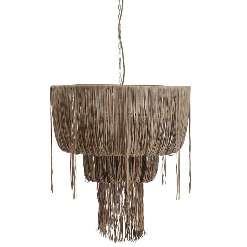 Pendelleuchte aus Kunstleder Beige Retrostil
