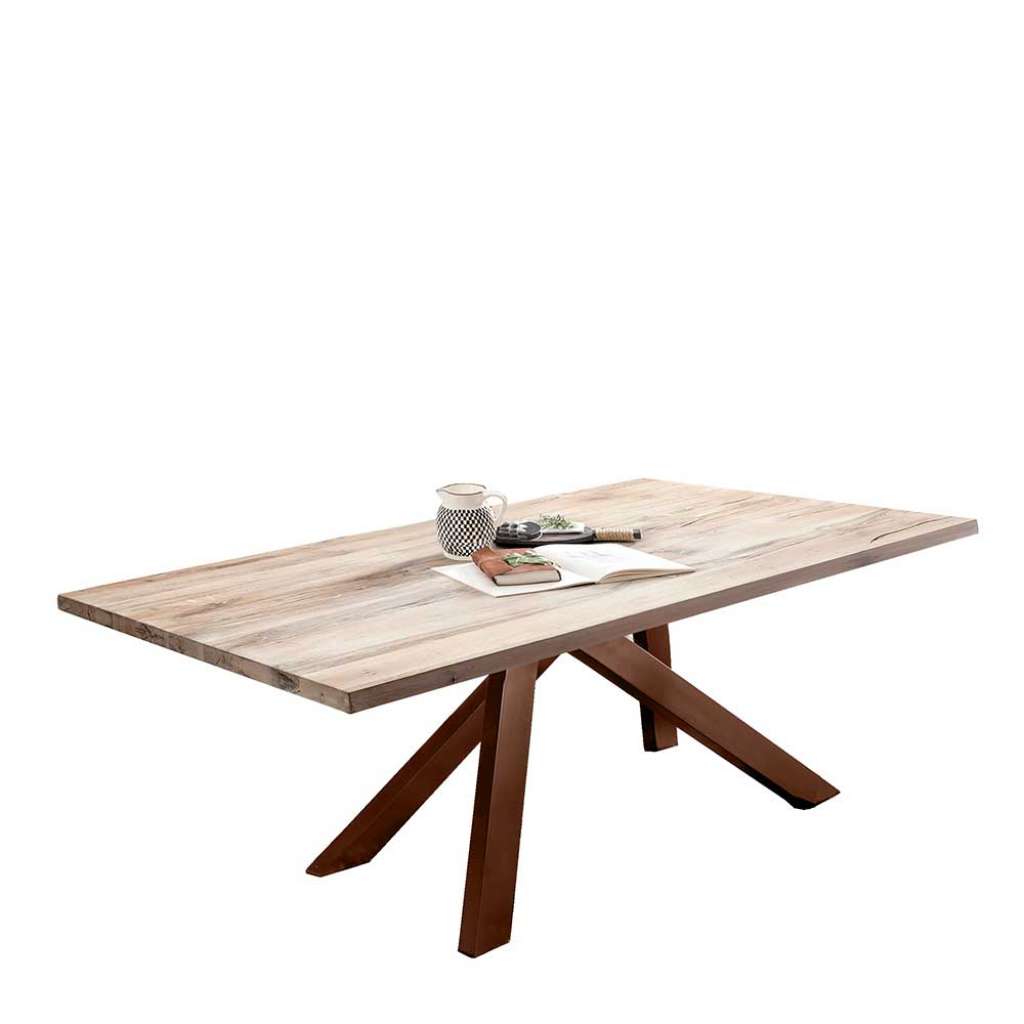 Balkeneiche Küchentisch in Holz White Wash Braun