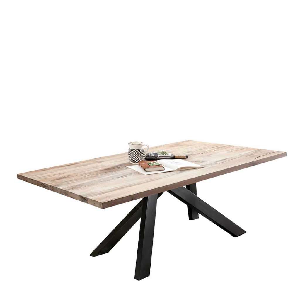 Balkeneiche Tisch in Holz White Wash Schwarz